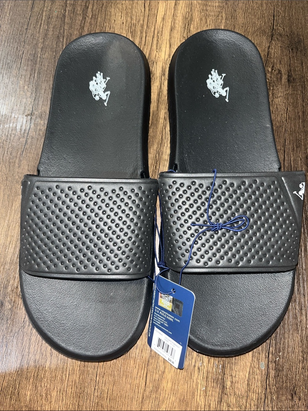 U.S. Polo Assn. Black Men's Perforated Slide Sandals size 11/12